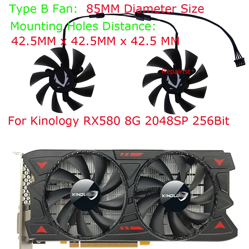 Rx 580 8Gb 2048Sp Gpu - 2 stks/set, XY-D09015B, grafische GPU-koeler, Videokaartventilator,