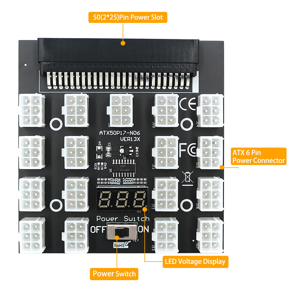 Pci-E 12V 50Pin Naar Atx 17 X  - 2000W Atx Mining Power Supply recensie en prijs