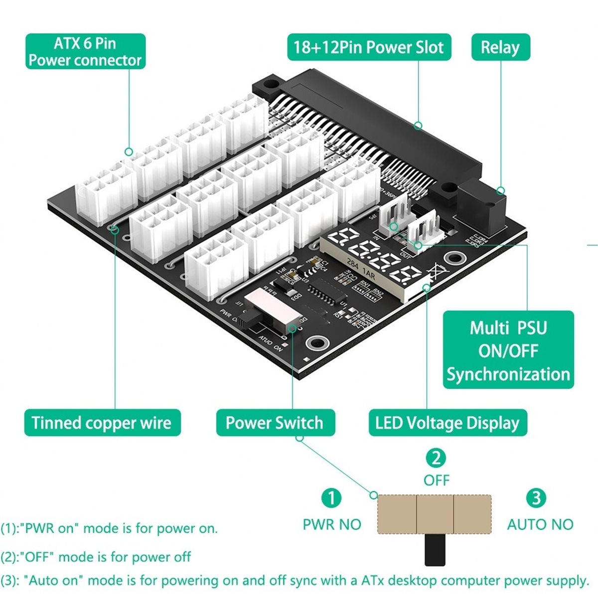 M05K 12 Poorten PCIe 6Pin Conn - 2400W Server Psu Breakout Board recensie en prijs